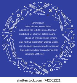 Variety tools for building, construction and home repair. Design for banner and print.