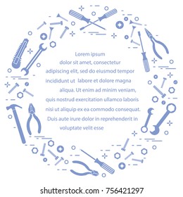 Variety tools for building, construction and home repair. Design for banner and print.