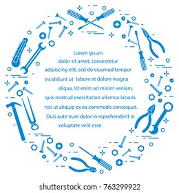 Variety tools for building, construction and home repair. Design for banner and print.