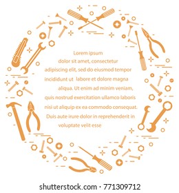 Variety tools for building, construction and home repair. Design for banner and print.
