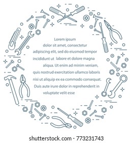 Variety tools for building, construction and home repair. Design for banner and print.