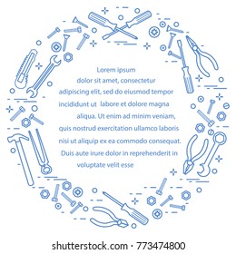 Variety tools for building, construction and home repair. Design for banner and print.