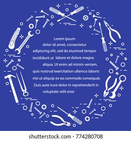 Variety tools for building, construction and home repair. Design for banner and print.