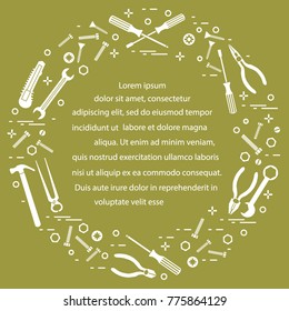 Variety tools for building, construction and home repair. Design for banner and print.