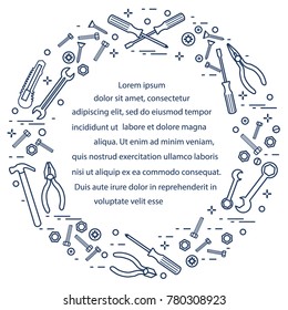 Variety tools for building, construction and home repair. Design for banner and print.