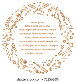 Variety tools for building, construction and home repair. Design for banner and print.