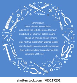 Variety tools for building, construction and home repair. Design for banner and print.