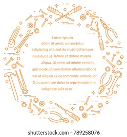 Variety tools for building, construction and home repair. Design for banner and print.