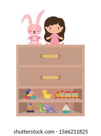 Variety of toys design, childhood play fun kid game gift and object theme Vector illustration