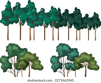 Variety trees on white background illustration