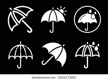 Variety of Umbrella Designs in Vector Format Weather Protection and Style Iconography