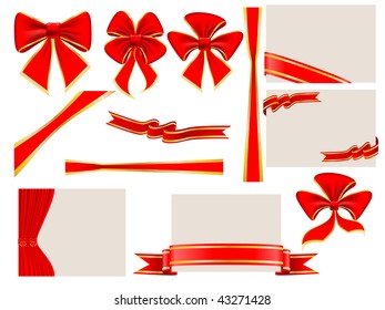 variety of vector holiday ribbons over white