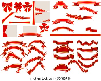 variety of vector holiday ribbons over white