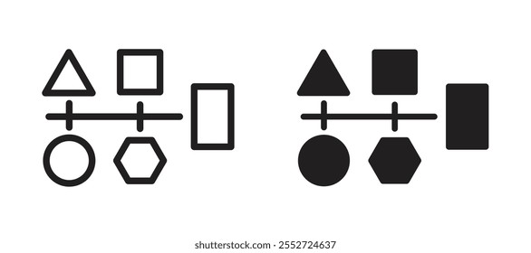 Ícone de vetor de variedade define o estilo com preenchimento e contorno em preto.