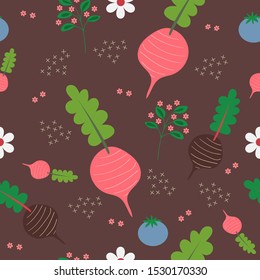 variety vegetable and flower seamless pattern