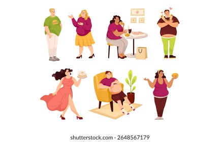 Uma variedade de ilustrações vibrantes que mostram positividade corporal, juntamente com diversas opções de estilo de vida