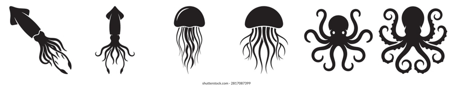 variety of vibrant jellyfish with delicate tentacles swimming in clear blue sea showcasing marine life and aquatic animals