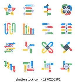 Variedad de iconos planos de diagramas visuales