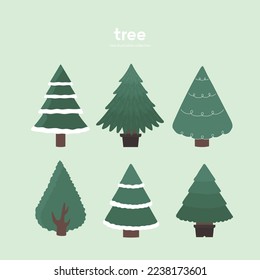 a variety of winter trees illustration collection