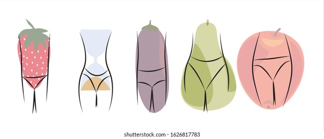 A variety of women figures and features of the selection of underwear