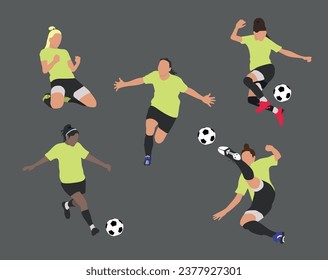 Variety of women playing football