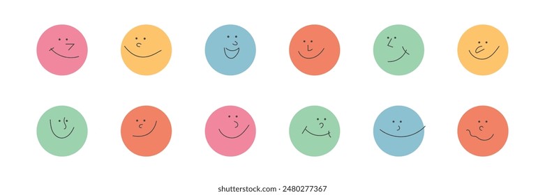 Varios smile faces icon. Comic heads, emoji, abstract people. Vector illustration