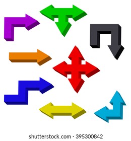 various 3D arrow set isolated on white background. Vector illustration.