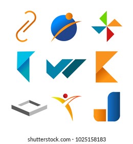 Various Abstract Corporate Symbol Shape Symbol Vector Illustration Graphic Design Set
