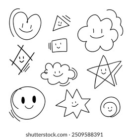 Various abstract doodle cartoon hand drawn for element and illustration