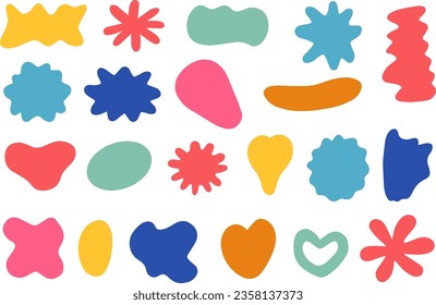 Various abstract elements.Quirky shapes. Hand drawn doodles. Contemporary trendy. Vector illustration.