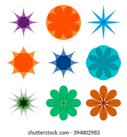 Various abstract geometric symbol set. Isolated on white background.Vector colorful illustration.