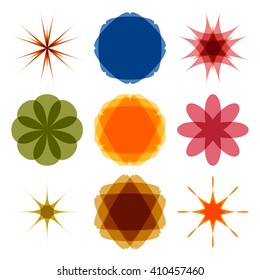 Various abstract geometric symbol set. Isolated on white background.Vector colorful illustration.