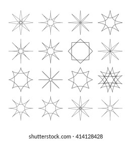 Various abstract geometric symbol set. Isolated on white background.Vector outline illustration.