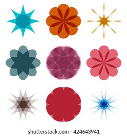 Various abstract geometric symbol set. Isolated on white background.Vector colorful illustration.
