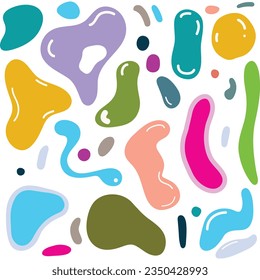 Diversas formas abstractas y coloridas de doodle vectoriales dibujadas a mano. Formas de doodle vibrantes.