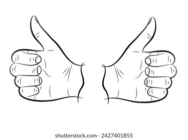 Various abstract hands, ok and thumbs up for set of character design vector illustrations. Set of hands in gestures