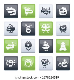 various abstract monsters illustration over color background - vector icon set