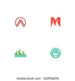 Various Abstract Mountain Logo Vector Element Set