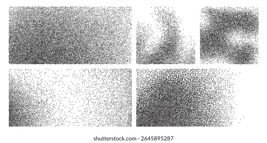 Várias texturas abstratas preenchidas com pontos formam padrões únicos. Essas texturas podem aprimorar os designs gráficos ou servir como fundos em projetos criativos, oferecendo versatilidade de uso.