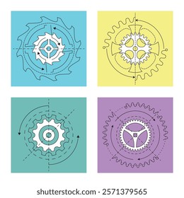 Various abstract vector gear wheel background set