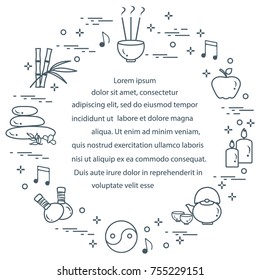 Various accessories for rest, massage and relaxation. Healthy lifestyle. Design for banner and print.