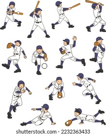 Various actions of baseball players