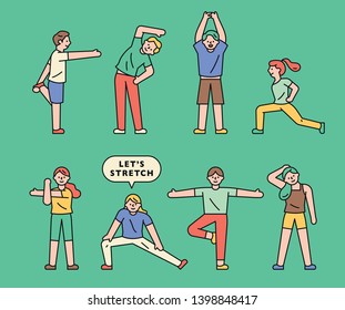 Various actions of preparation movement. flat design style minimal vector illustration