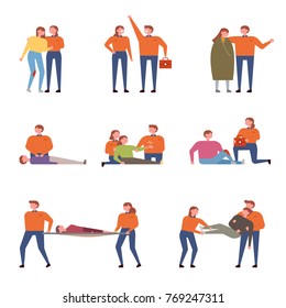 diversas actividades de los trabajadores de emergencia diseño plano de ilustración vectorial