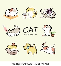 Various adorable poses of a cute kitten from a lovable pet series.