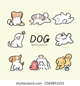 Various adorable poses of a cute puppy from a lovable pet series.