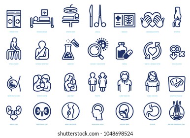 Various agencies within the hospital icon set. Symbols of medical organization. Each type of doctor.