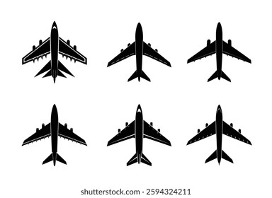 Various airplane shapes, Collection of Jet and Aircraft Vector Icons