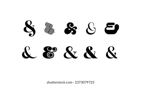 Various Ampersand Elegance Unleashed: Elevate Your Designs with Vintage Styling Typeface. Vector Illustration Perfection.