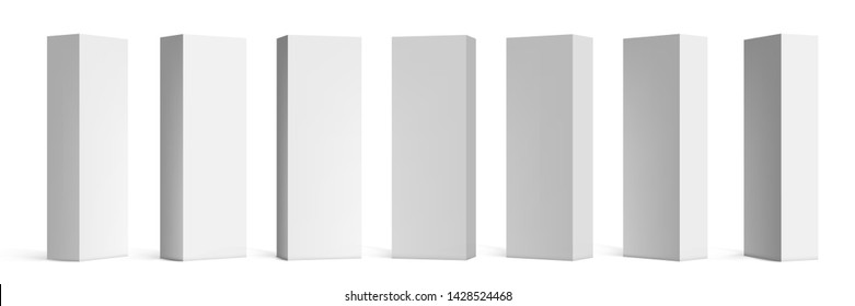 Various Angle 3D Blank Package Box Set. EPS10 Vector